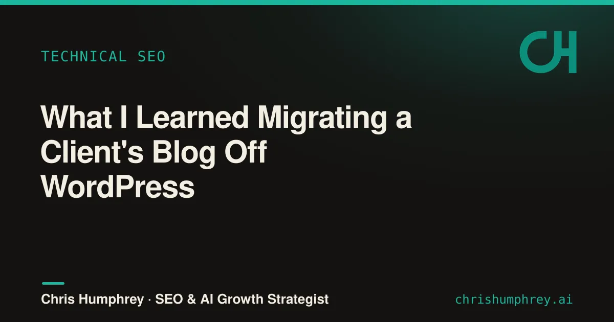 Migrating an 88-post WordPress blog to a static Astro site on Cloudflare.